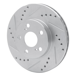 Toyota Prius Brake Rotor (1) - Front Left - R1 Concepts - Drilled & Slotted - Silver - `04-`09